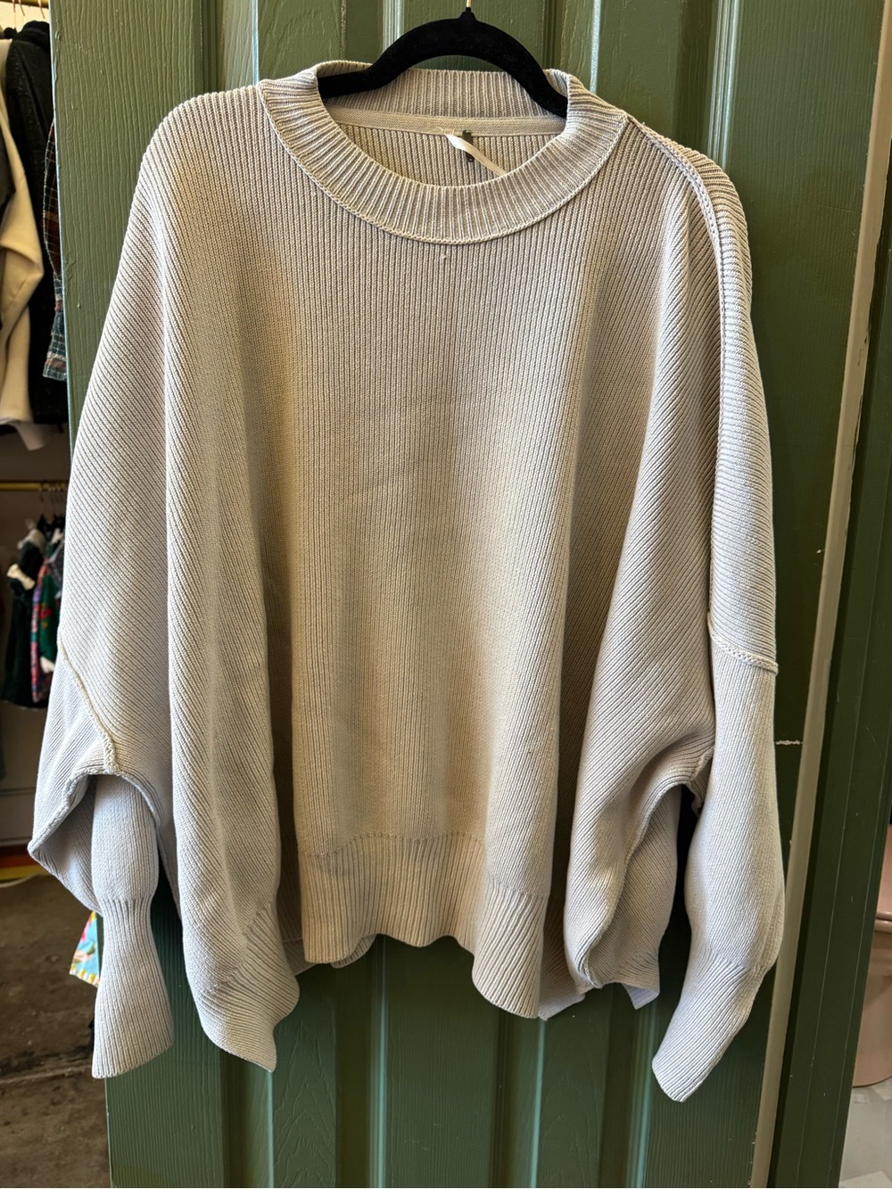 Free people Easy Street Tunic Oversized Rib-Knit Crewneck Sweater - beige
